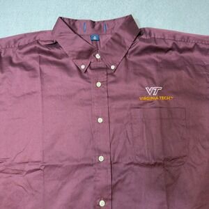 Virginia Tech VT Hokies Maroon Button Down Shirt Mens 2X Long Sleeve Logo Colleg